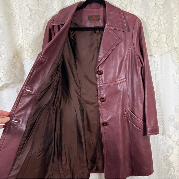 Vintage Danier Italian Leather Blazer Jacket Burgundy Mid Length Size Medium - Picture 5 of 10